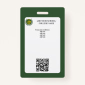 Groene School College University Leerling Leraar Badge (Achterkant)