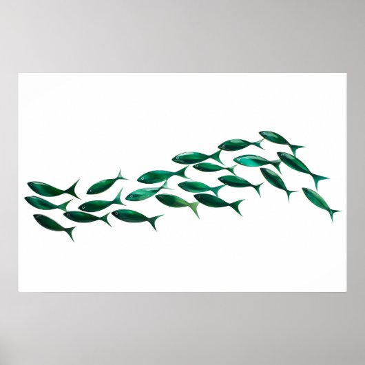 Groene School van de Vis Waterverf Poster (Voorkant)