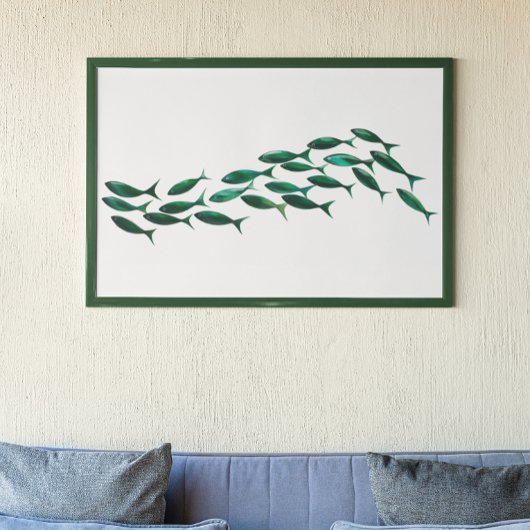 Groene School van de Vis Waterverf Poster