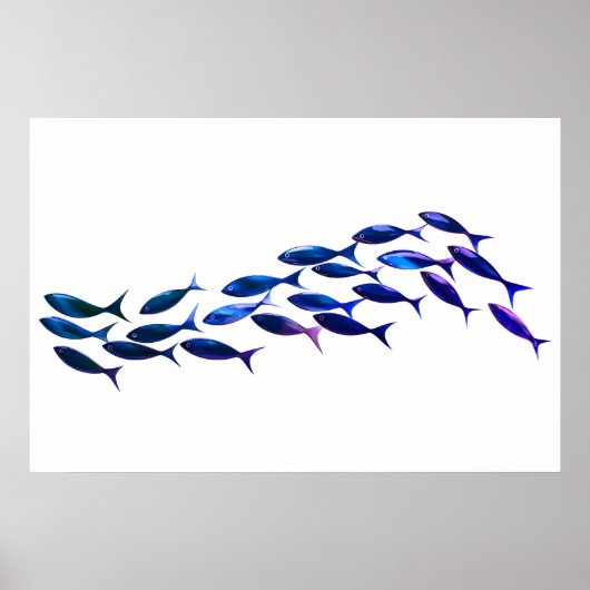 Groene School Vissen Waterverf Poster (Voorkant)