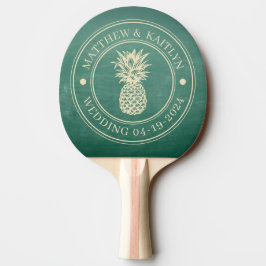 Groene schoolbord ananas huwelijksnamen tafeltennisbatje
