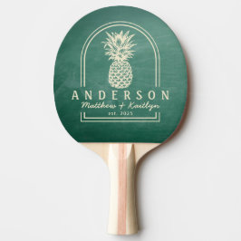 Groene schoolbord Ananas Trouwboog & Naam Tafeltennisbatje