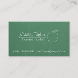 Groene schoolbord Apple vervangend docent bijlesdo Visitekaartje