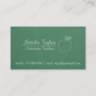 Groene schoolbord Apple vervangend docent bijlesdo Visitekaartje