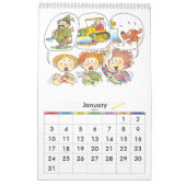 Groene schooljaar kalender voor kinderen op één pa (Jan 2027)