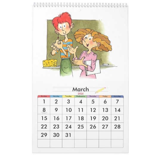 Groene schooljaar kalender voor kinderen op één pa (Mar 2026)