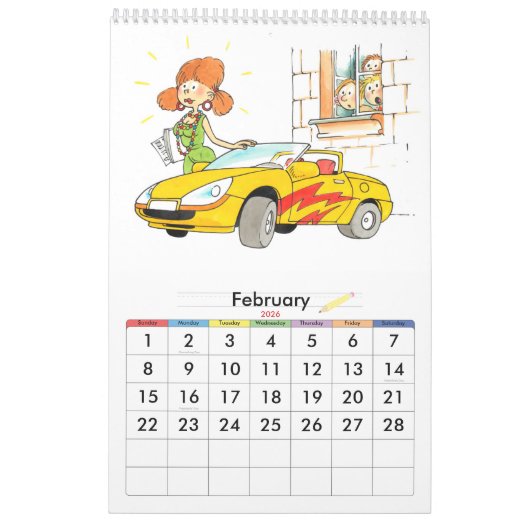 Groene schooljaar kalender voor kinderen op één pa (Feb 2026)