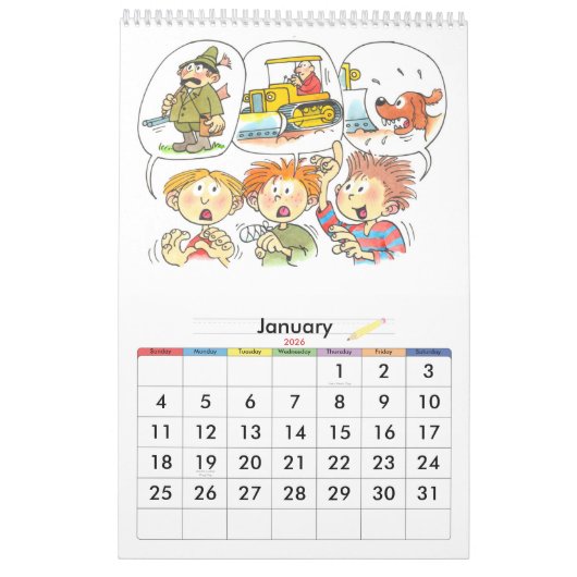 Groene schooljaar kalender voor kinderen op één pa (Jan 2026)