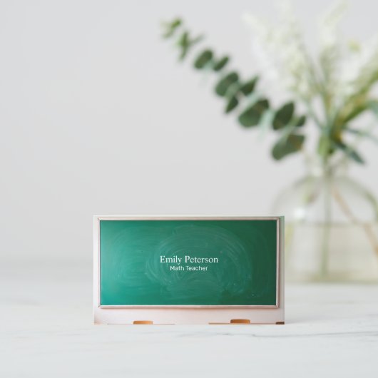 Groene schoolschoolleraar met QR-code Visitekaartje (Staand voorkant)