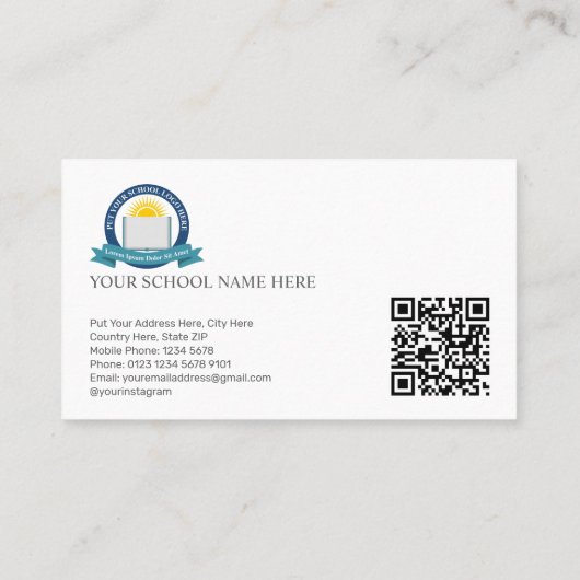 Groene schoolschoolleraar met QR-code Visitekaartje (Achterkant)