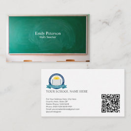Groene schoolschoolleraar met QR-code Visitekaartje