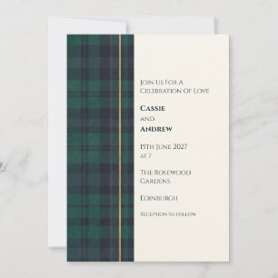 Groene Schotse Huwelijksuitnodiging met Tartan Kaart