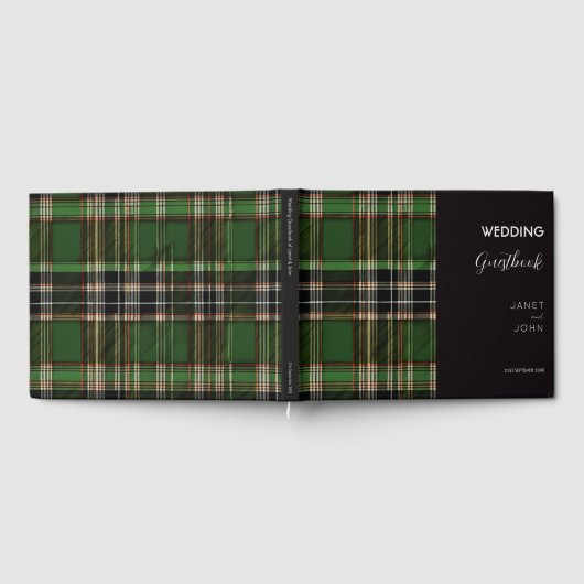 Groene Schotse Tartan bruiloft Gastenboek (Volledig)