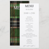 Groene Schotse Tartan bruiloft Menu (Voorkant / Achterkant)