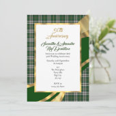 Groene Schotse tartan gouden huwelijksjubileum Kaart (Staand voorkant)