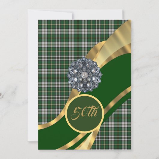 Groene Schotse tartan gouden huwelijksjubileum Kaart (Achterkant)