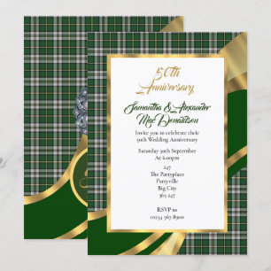 Groene Schotse tartan gouden trouwdag Kaart