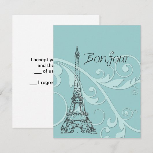 Groene schuifwiel en Eiffeltoren Kaart (Voorkant / Achterkant)