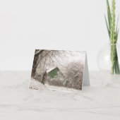 Groene Schuur in Sneeuw Bedankkaart (Voorkant)