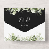 Groene Script Harten Zwart-Wit Huwelijk All In One Uitnodiging (Achterkant)