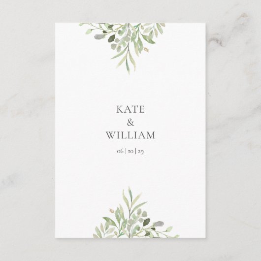 Groene Script Huwelijksaccommodatie Details Informatiekaartje (Achterkant)