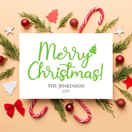 Groene Script Prettig Kerstmis Vouwbare Kerstkaart Feestdagen Kaart