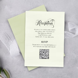 Groene Script Trouw QR Code Ontvangst Elegant Informatiekaartje