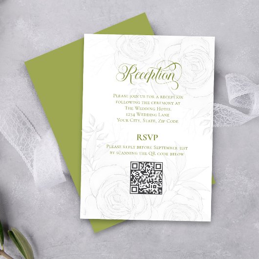 Groene Script Trouw QR Code Ontvangstkaart Informatiekaartje
