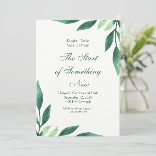 Groene scriptbladeren kaart (Staand voorkant)