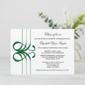 Groene scrollrand afstudeeraankondiging kaart (Staand voorkant)