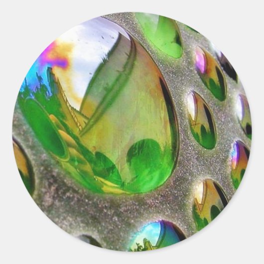 Groene sculptuur spiegels glas ronde sticker (Voorkant)