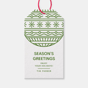 Groene seizoensgroeten met Kerstbal Cadeaulabel