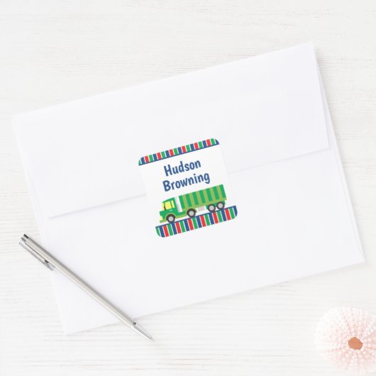 Groene Semi Truck - Aangepaste Stickers (Envelop)