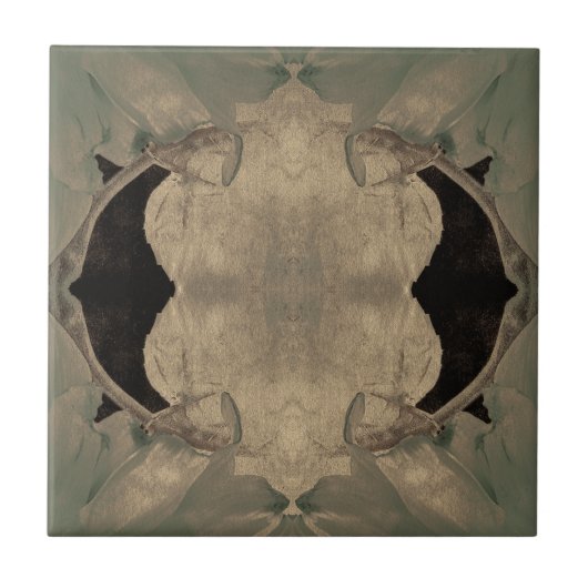  groene Sepia Black Victoriaans Art Nouveau Tegeltje (Voorkant)