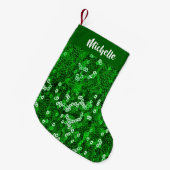 Groene sequenpatroon kleine kerstsok (Voorkant (Hangend))
