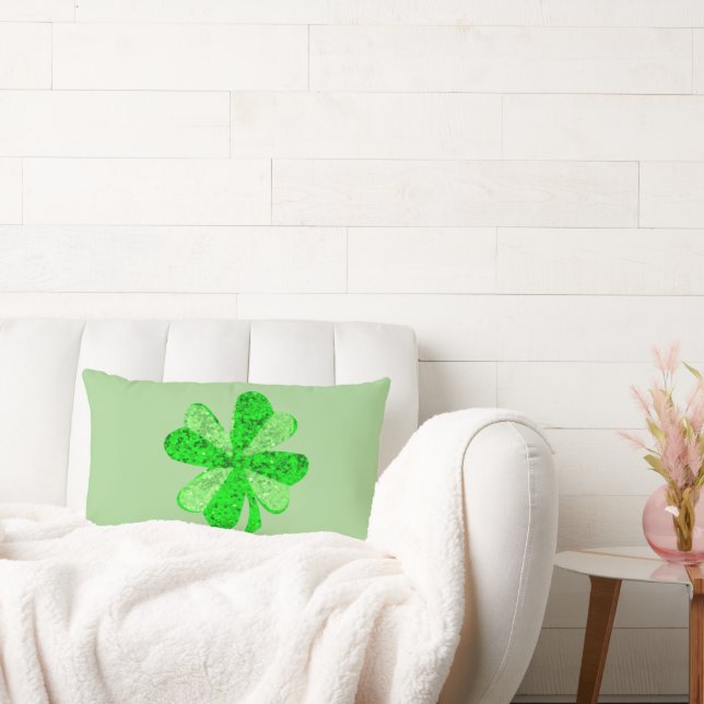  groene sequentie shamrock St Patrick glitter Kussen (Bank)
