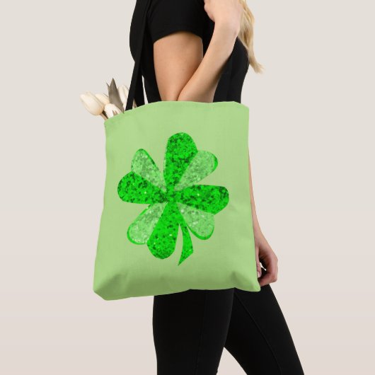  groene sequentie shamrock St Patrick glitter Tote Bag (Dichtbij)