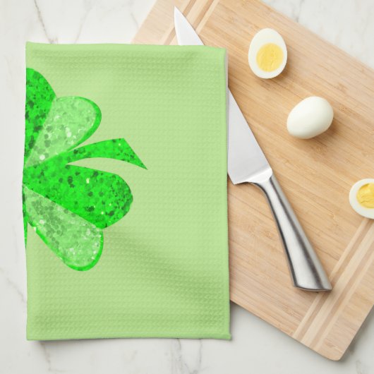 groene sequentie shamrock St Patrick's Day Theedoek (Quarter Fold)