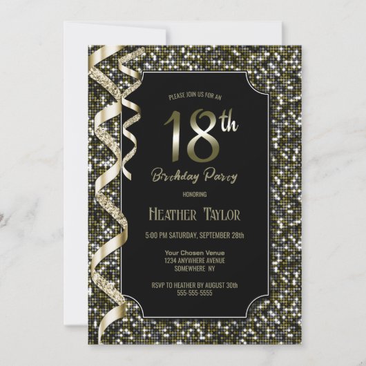Groene Sequins 18e Verjaardagsfeestje Kaart (Voorkant)