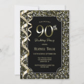 Groene Sequins 90e Verjaardagsfeestje Kaart (Voorkant)