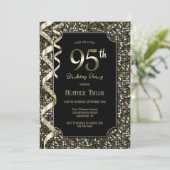 Groene Sequins 95e Verjaardagsfeestje Kaart (Staand voorkant)