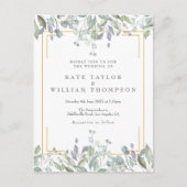 Groene Sering Bloemig Gouden Geometrische Trouw Uitnodiging Briefkaart (Voorkant)