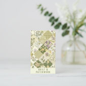 Groene Sering Kussenlap Patchwork Handgemaakte Kle Visitekaartje (Staand voorkant)