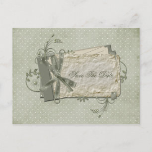 Groene Shabby gestippelde Zwitsers Save the Date Aankondigingskaart