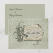 Groene Shabby gestippelde Zwitsers Save the Date Aankondigingskaart (Voorkant / Achterkant)