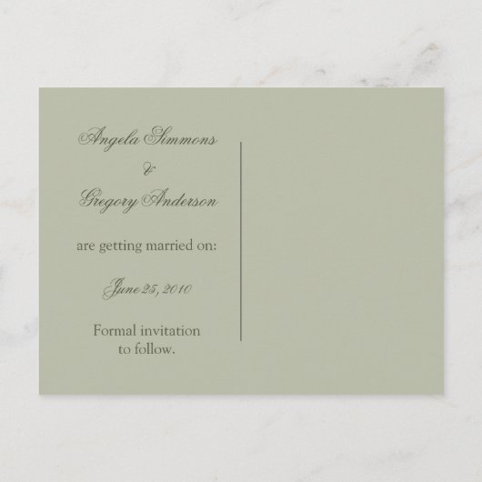 Groene Shabby gestippelde Zwitsers Save the Date Aankondigingskaart (Achterkant)