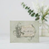 Groene Shabby gestippelde Zwitsers Save the Date Aankondigingskaart (Staand voorkant)