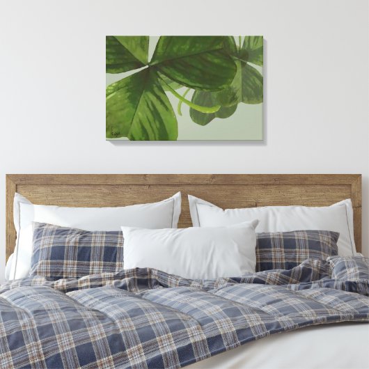 Groene Shamrock bladeren collage Canvas Afdruk (Insitu (Slaapkamer))