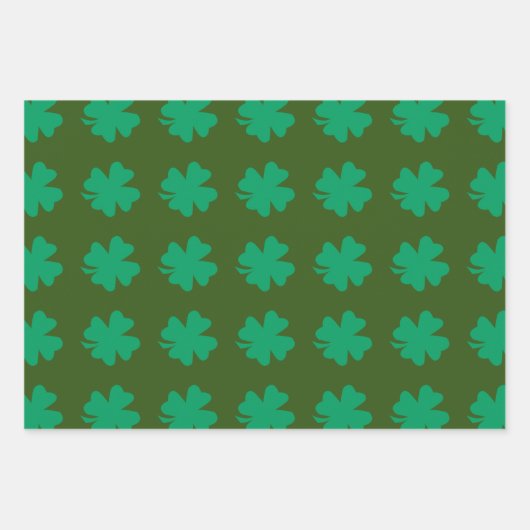 Groene Shamrock Bladpatroon St Patrick's Day 2024 Inpakpapier Vel (Voorkant 3)