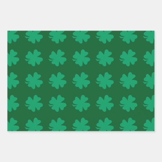 Groene Shamrock Bladpatroon St Patrick's Day 2024 Inpakpapier Vel (Voorkant 2)